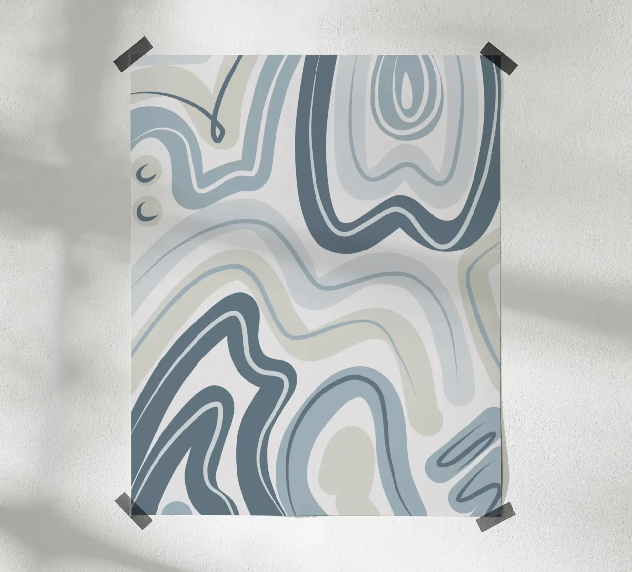 Muted blue pattern poster by Little Dean