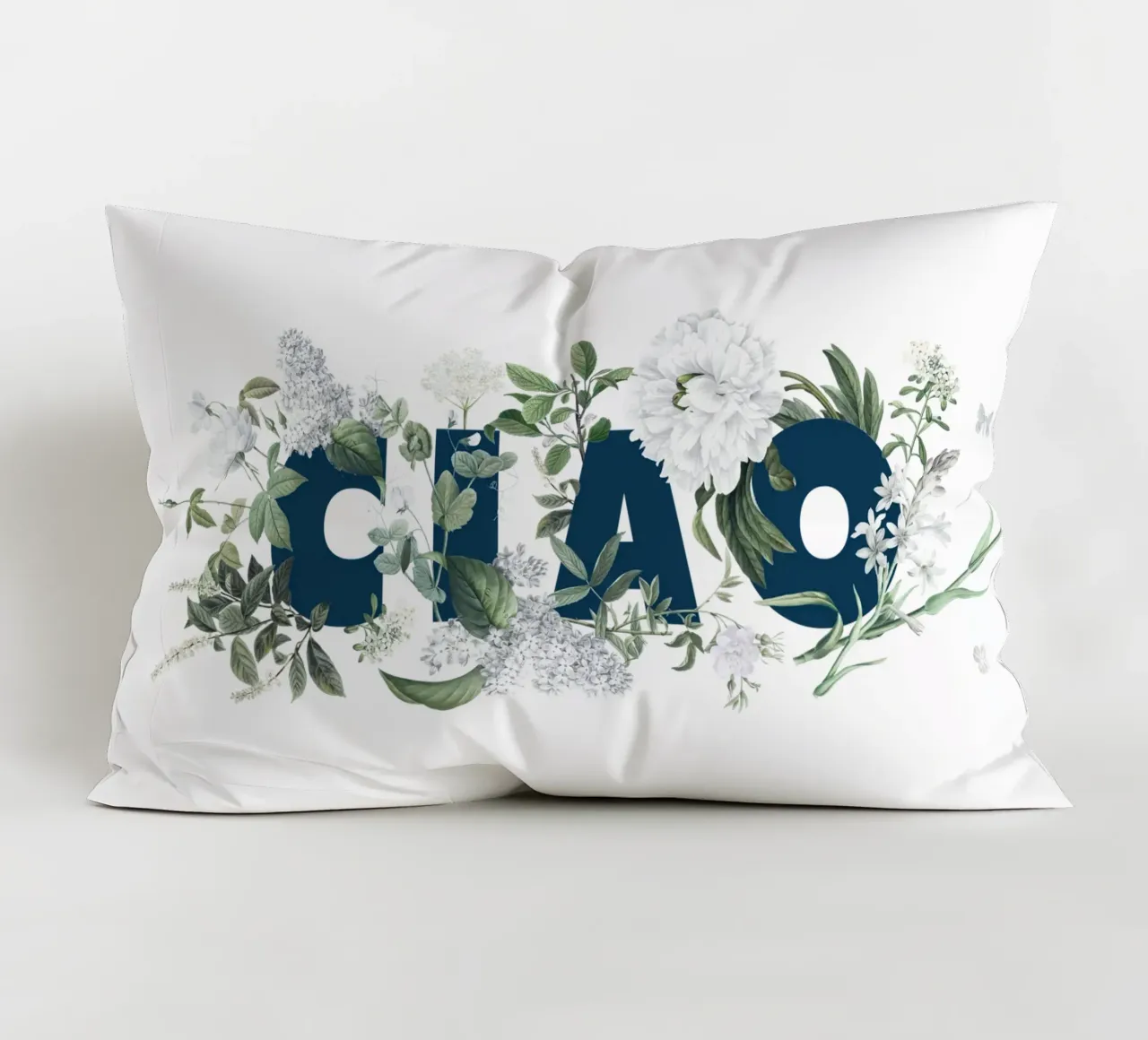 Ciao Fiori e Insetti Blu Bianco cuscino da Studio Frances M