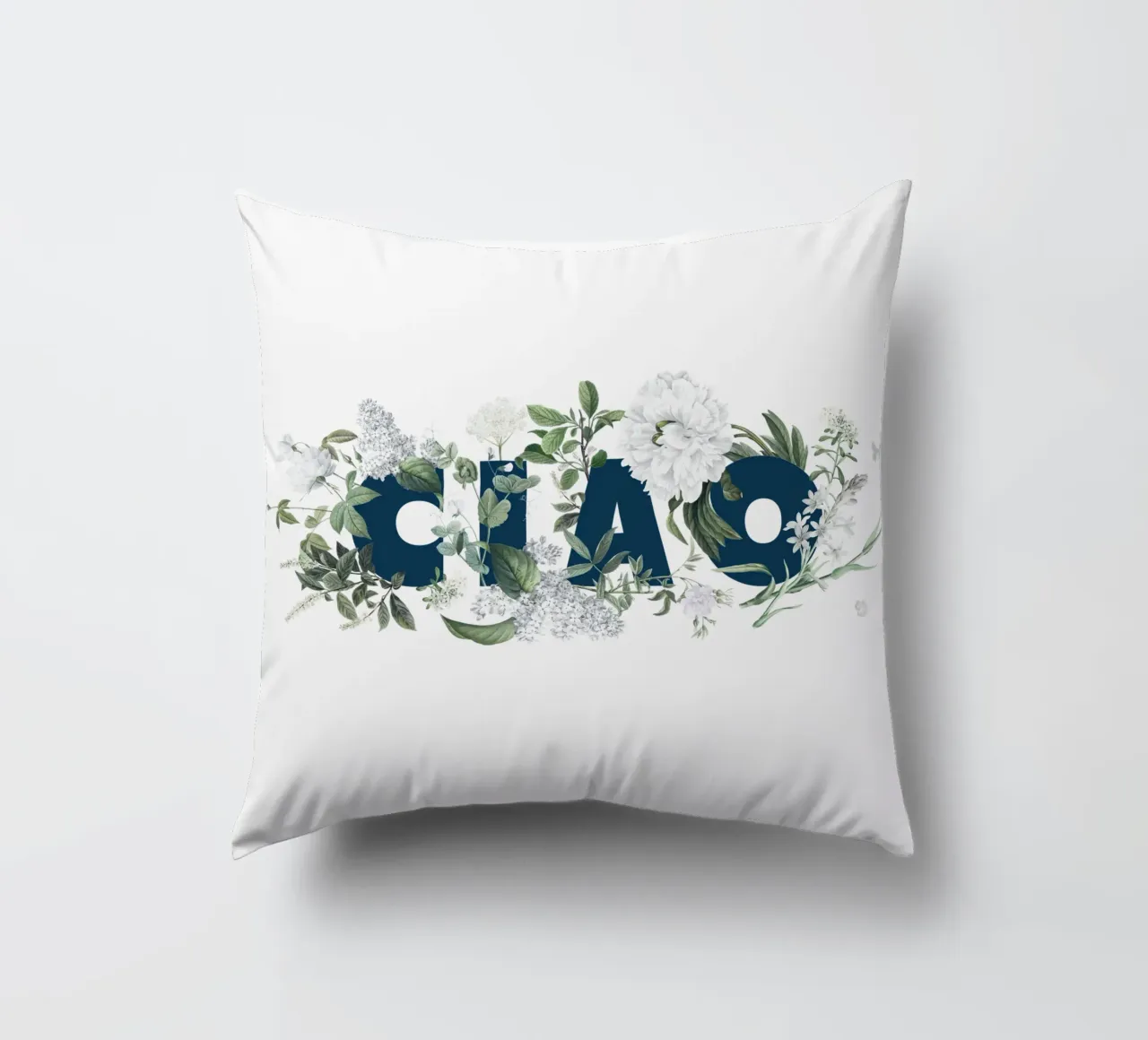 Ciao Fiori e Insetti Blu Bianco cuscino da Studio Frances M