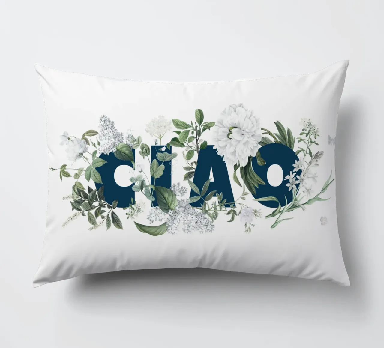 Ciao Fiori e Insetti Blu Bianco cuscino da Studio Frances M