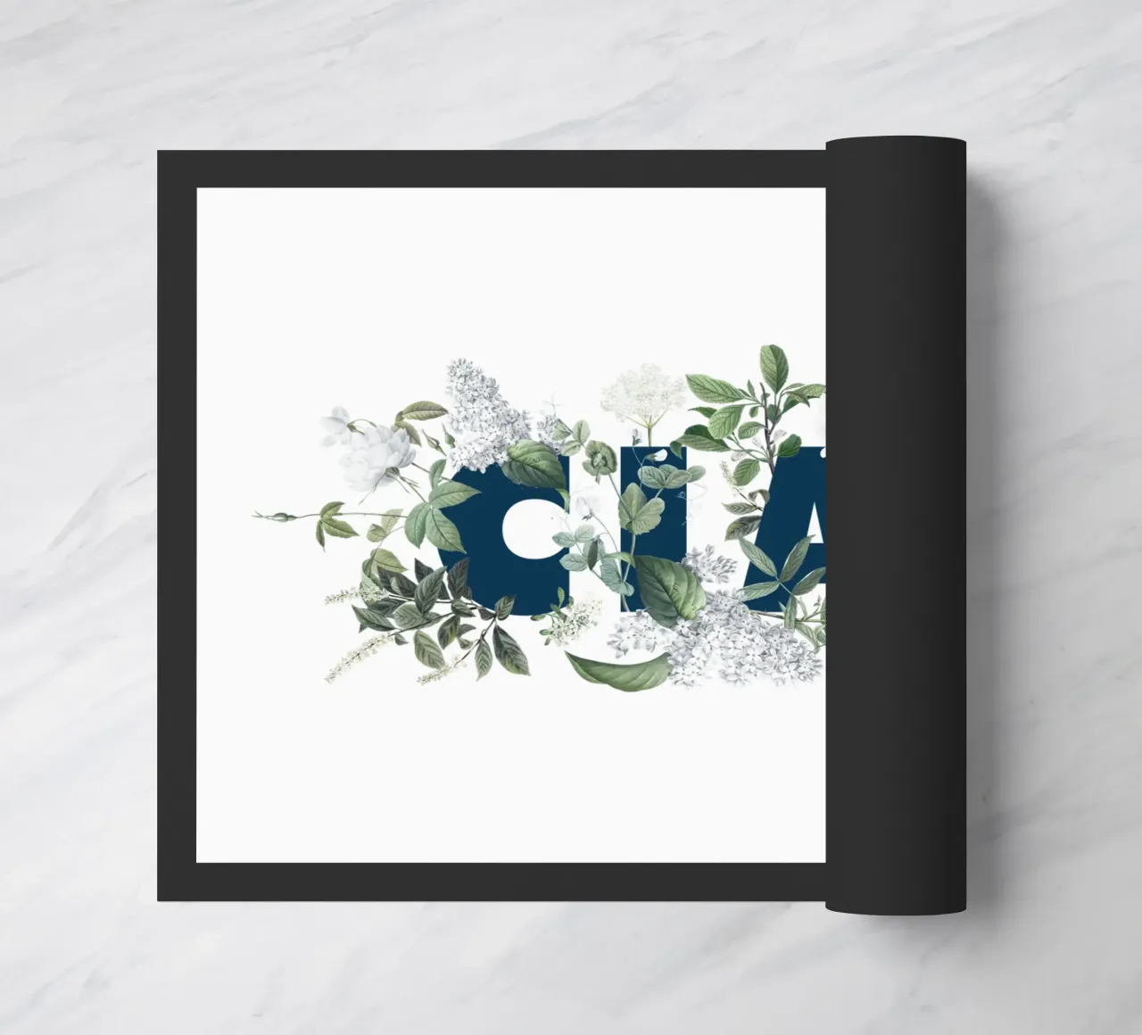 Ciao Fiori e Insetti Blu Bianco zerbino da Studio Frances M