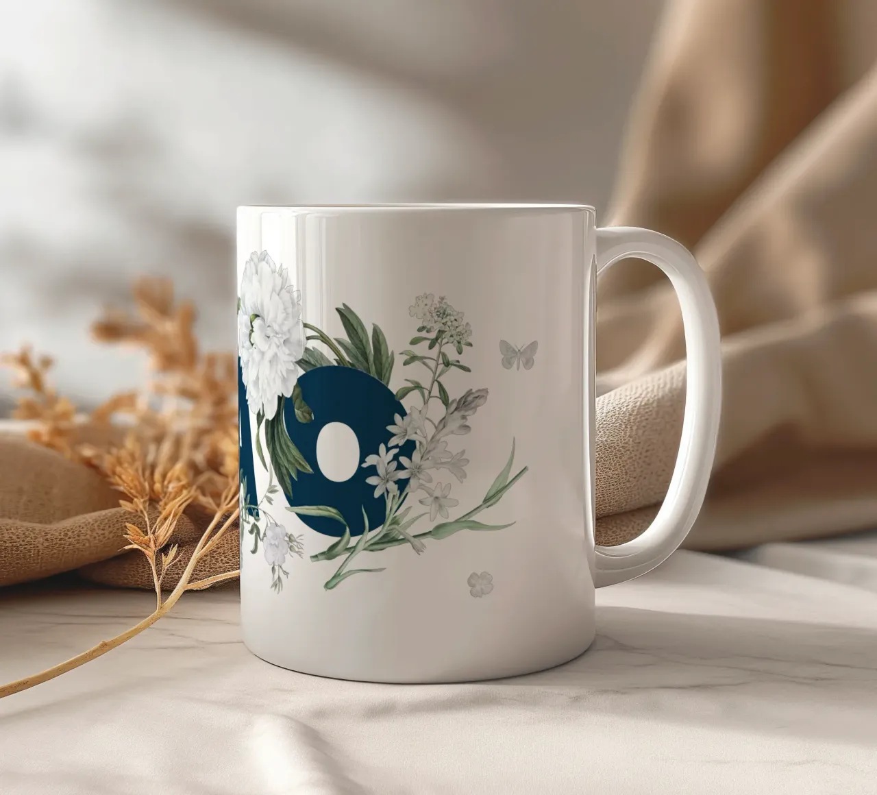 Ciao Fiori e Insetti Blu Bianco tazza in ceramica da Studio Frances M