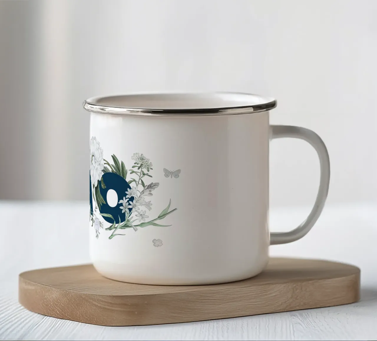 Ciao Fiori e Insetti Blu Bianco tazza in smalto da Studio Frances M
