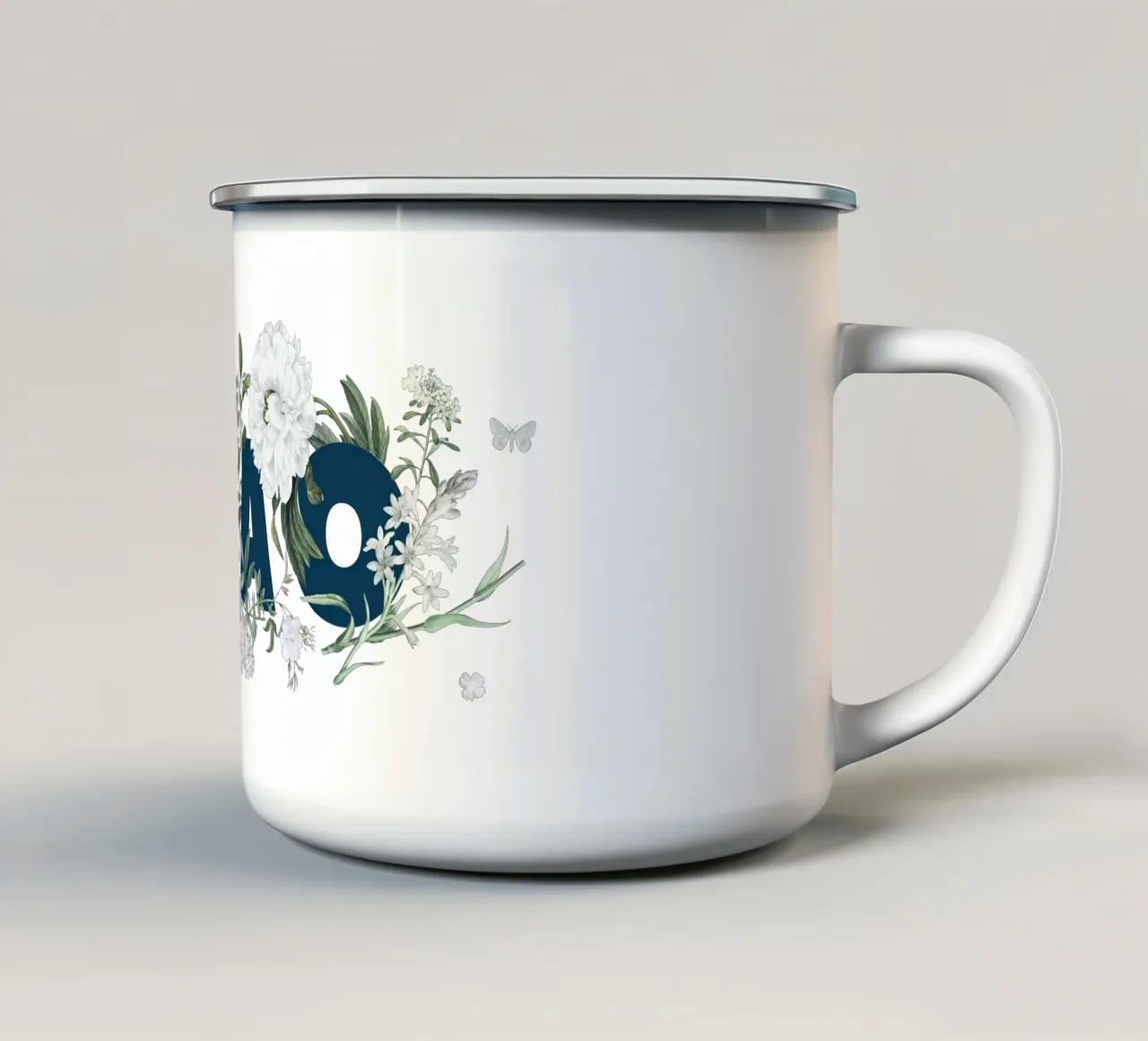 Ciao Fiori e Insetti Blu Bianco tazza in smalto da Studio Frances M