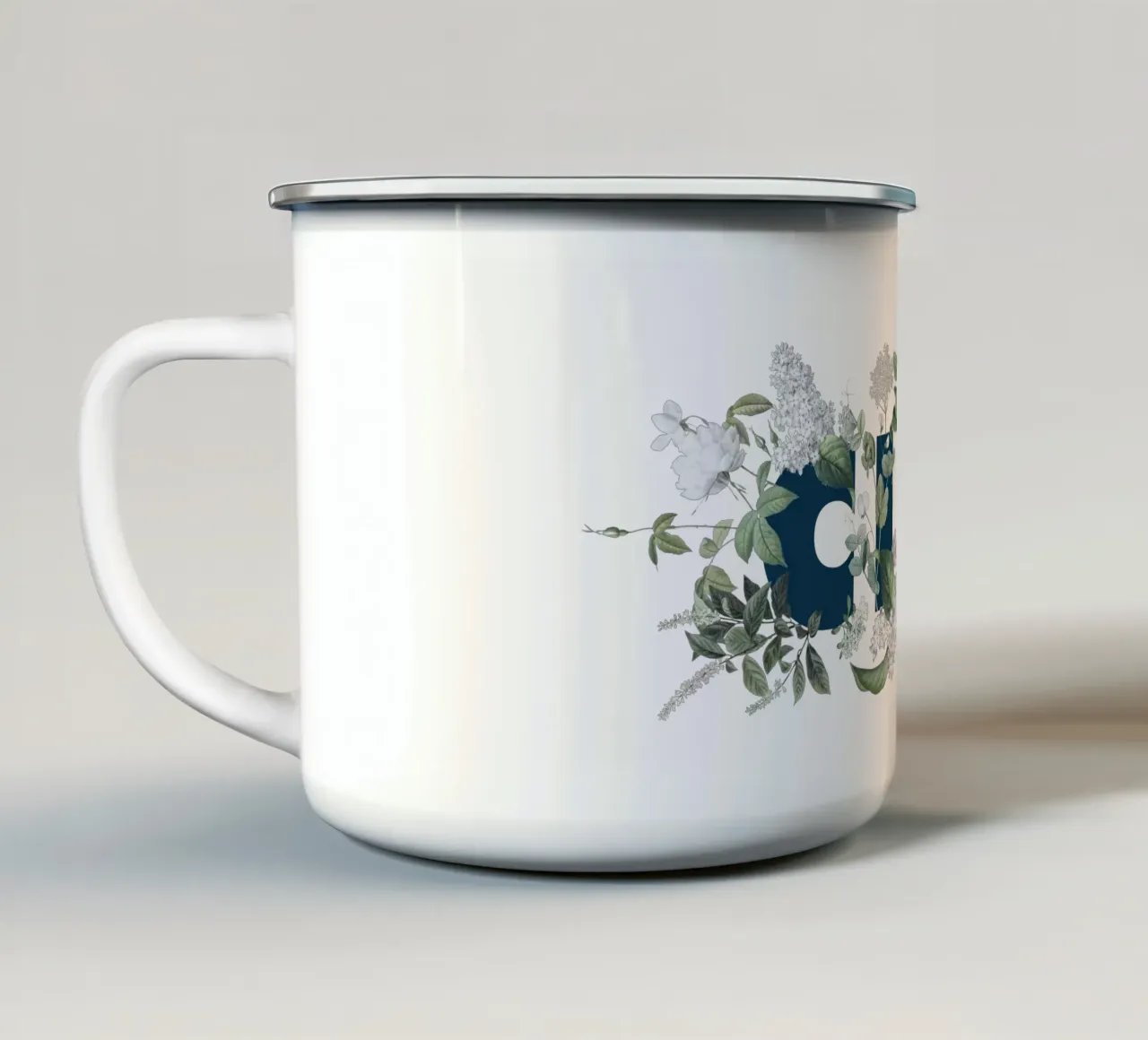 Ciao Fiori e Insetti Blu Bianco tazza in smalto da Studio Frances M
