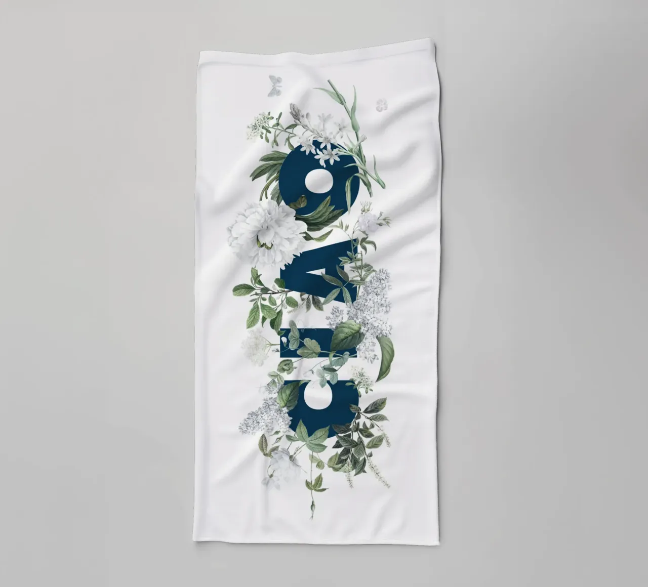 Ciao Fiori e Insetti Blu Bianco asciugamano da bagno da Studio Frances M