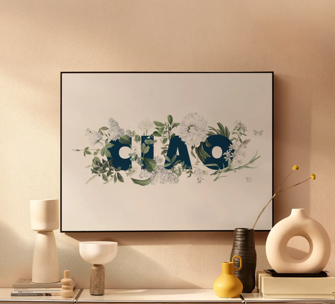 Ciao Fiori e Insetti Blu Bianco alluminio dibond da Studio Frances M
