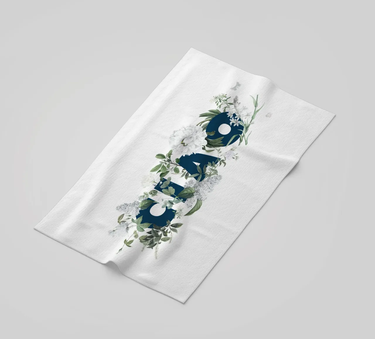 Ciao Fiori e Insetti Blu Bianco telo mare da Studio Frances M