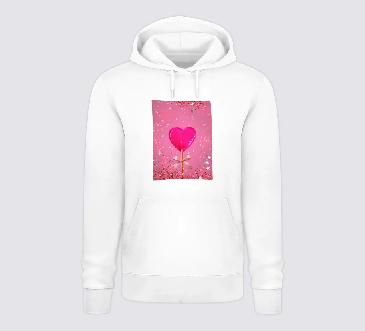 Lecca lecca lecca rosa con cuore e stelle felpa con cappuccio da cafelab