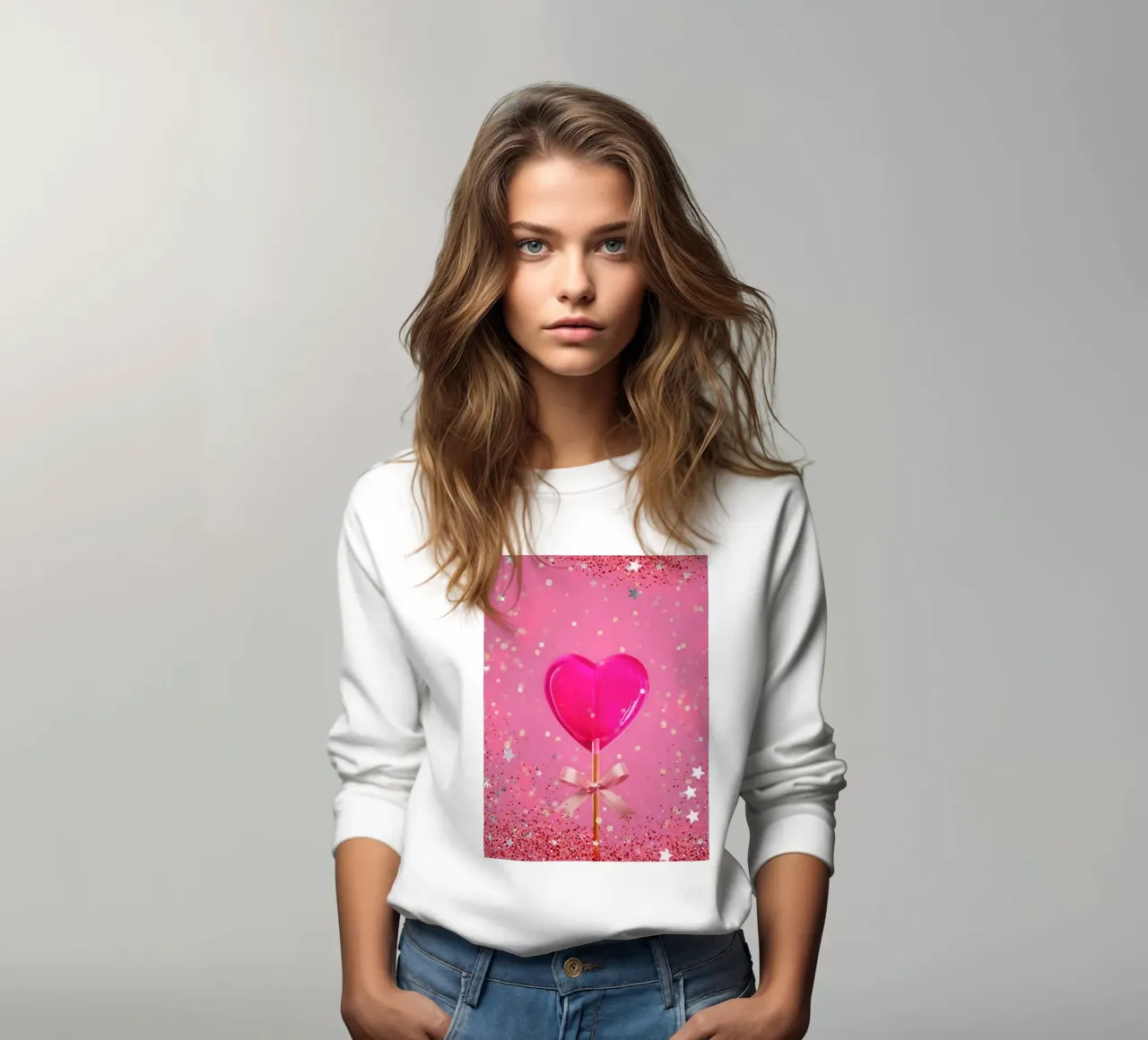 Lecca lecca lecca rosa con cuore e stelle felpa da cafelab