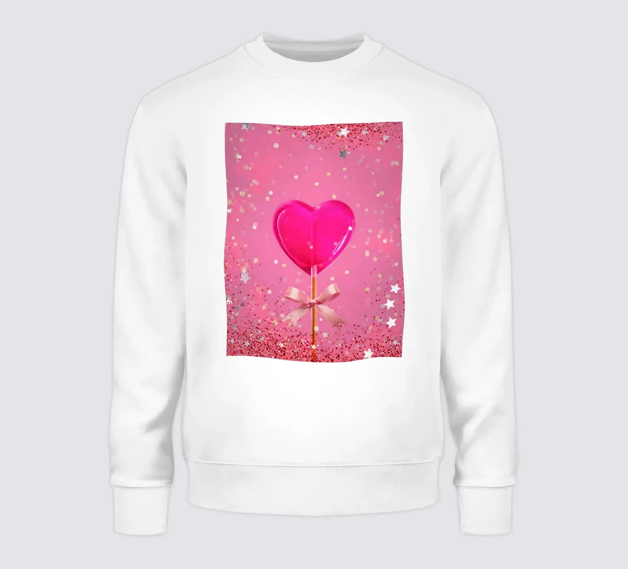 Lecca lecca lecca rosa con cuore e stelle felpa da cafelab