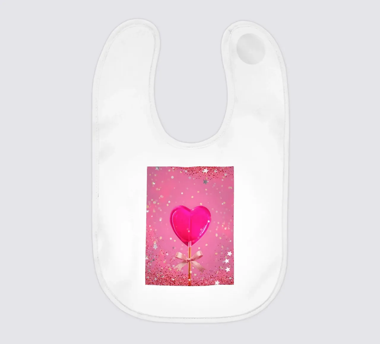 Lecca lecca lecca rosa con cuore e stelle bavaglino da cafelab