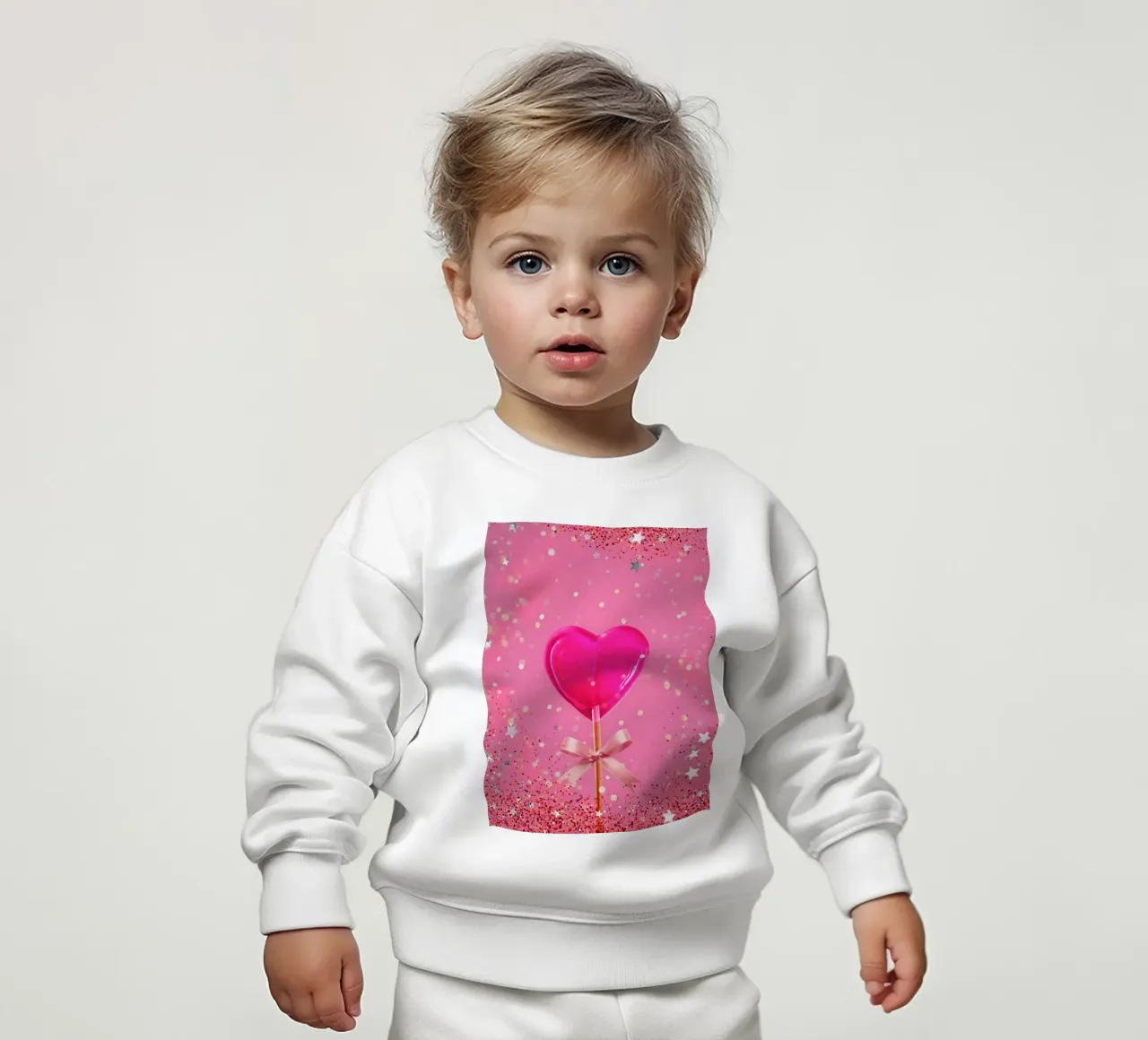 Lecca lecca lecca rosa con cuore e stelle felpa neonato da cafelab