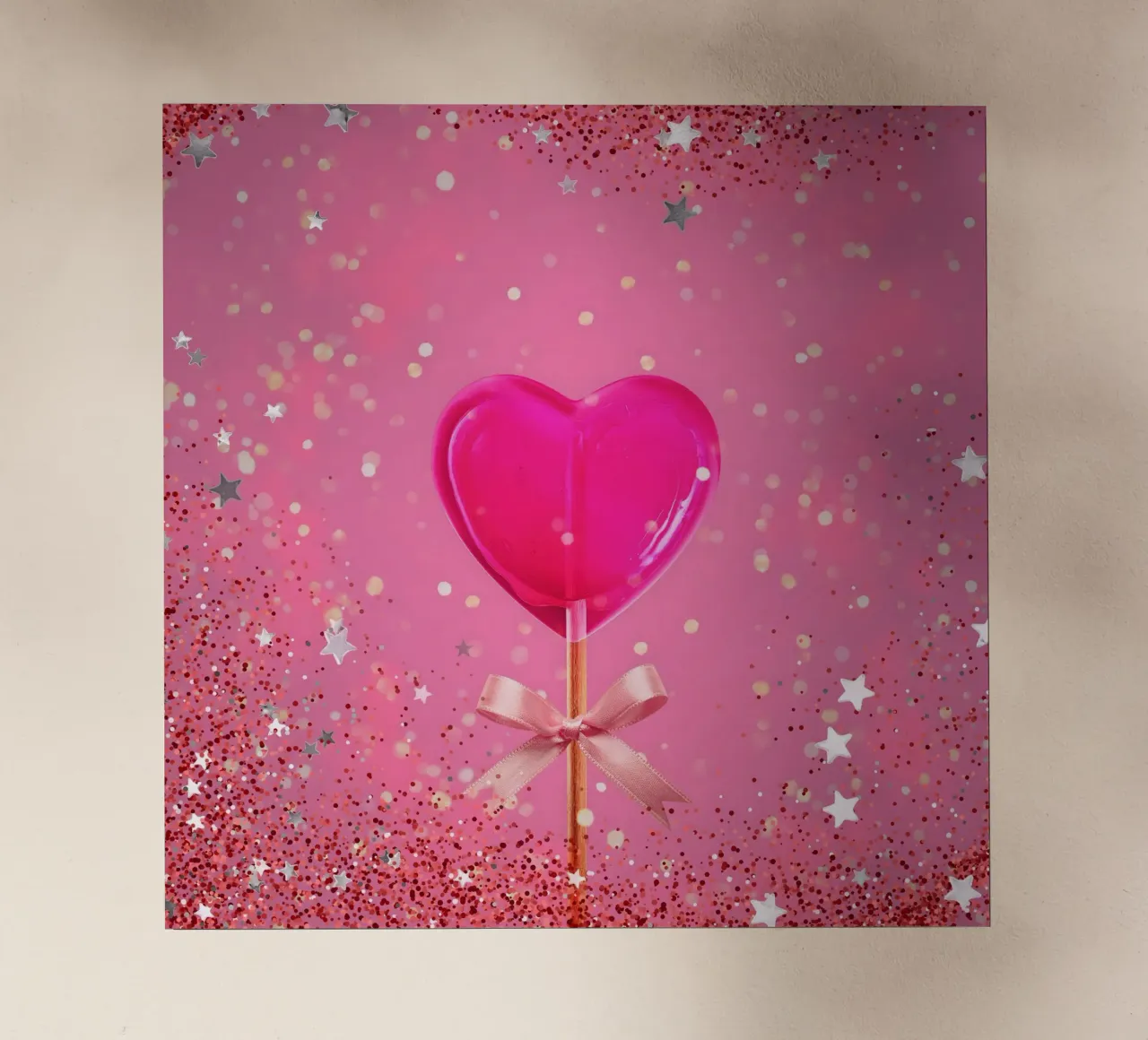 Lecca lecca lecca rosa con cuore e stelle pellicola backlit da cafelab