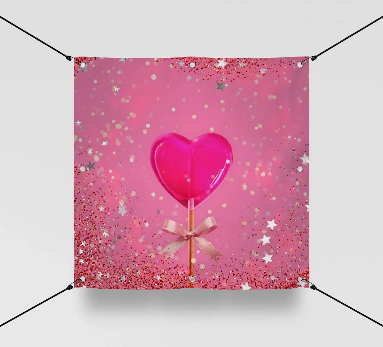Lecca lecca lecca rosa con cuore e stelle telo in pvc da cafelab