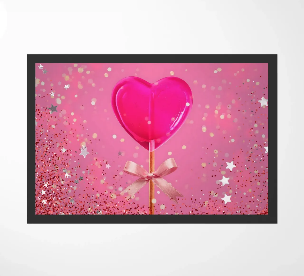 Lecca lecca lecca rosa con cuore e stelle zerbino da cafelab