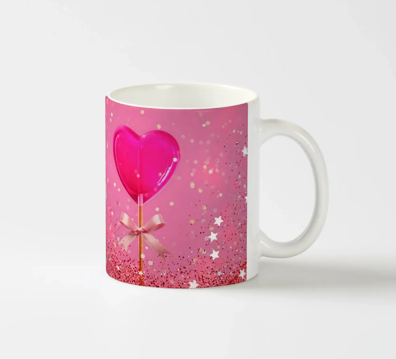 Lecca lecca lecca rosa con cuore e stelle tazza in ceramica da cafelab