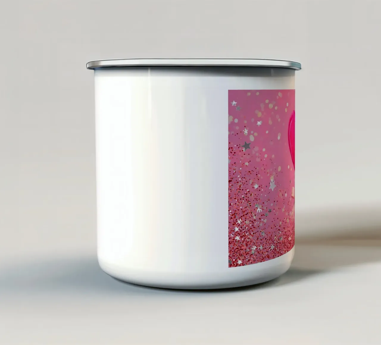 Lecca lecca lecca rosa con cuore e stelle tazza in smalto da cafelab