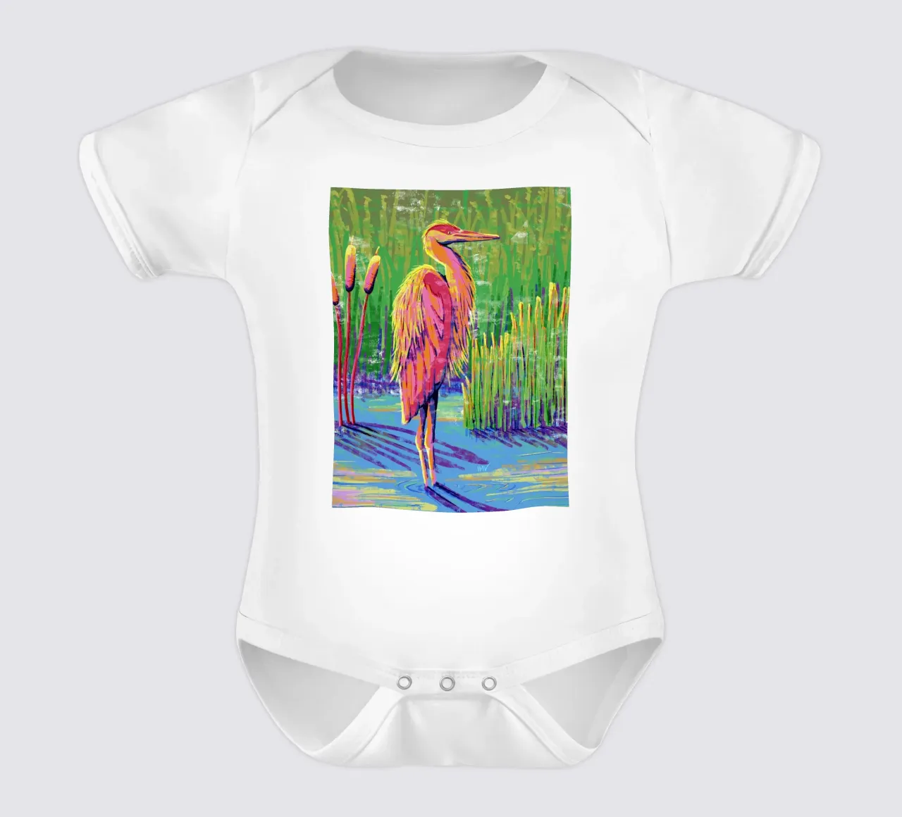 Great Heron #1 short-sleeve baby romper by imvartwork - UK