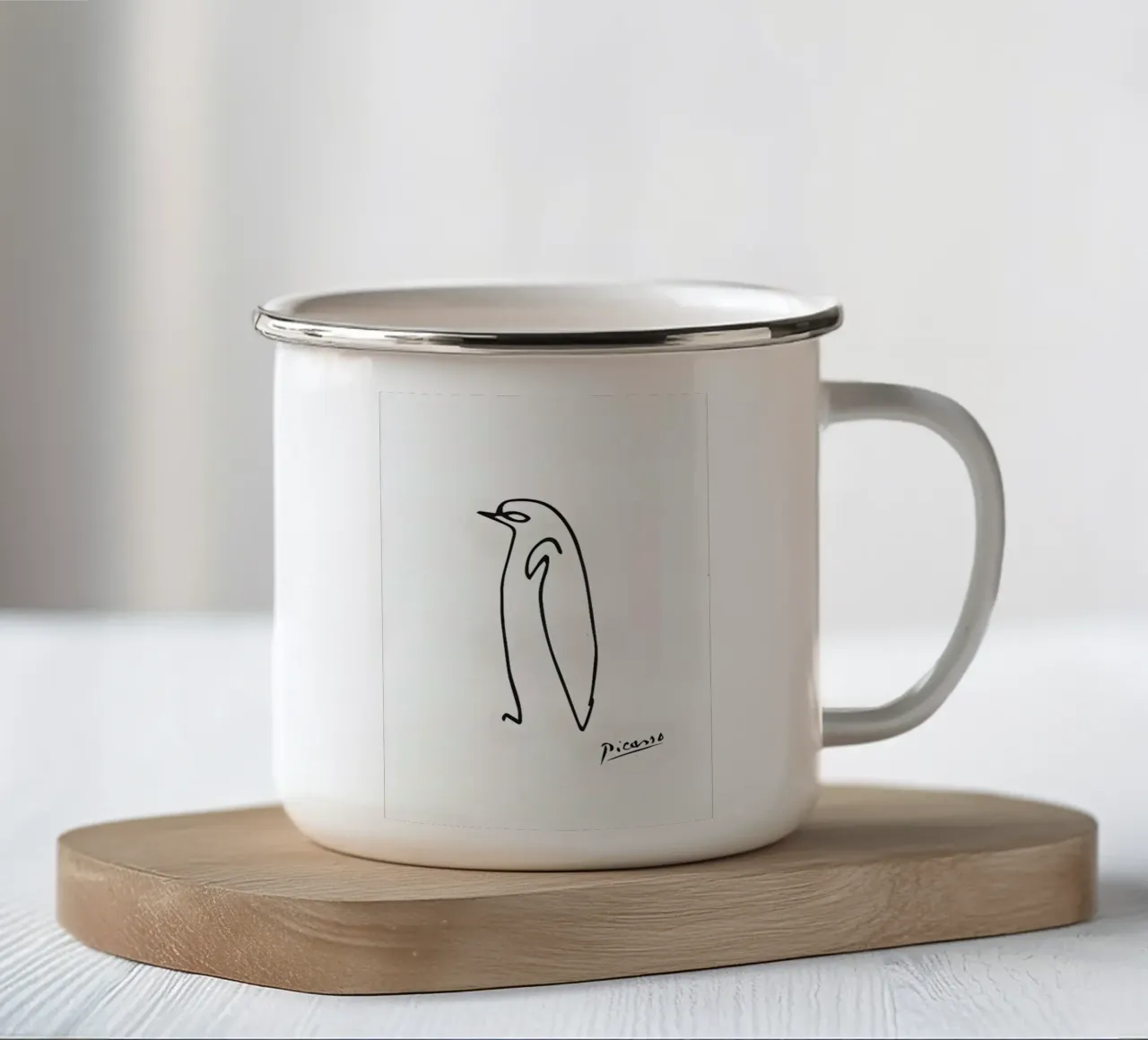 Schizzo del pinguino Picasso tazza in smalto da Mrs.Allen