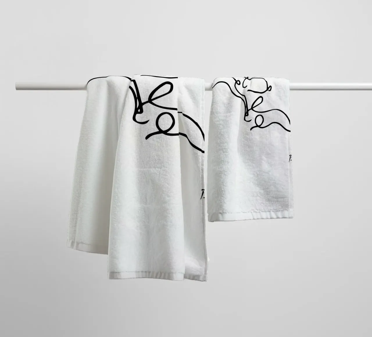 Picasso Rabbits Line Drawing towel by Mrs.Allen