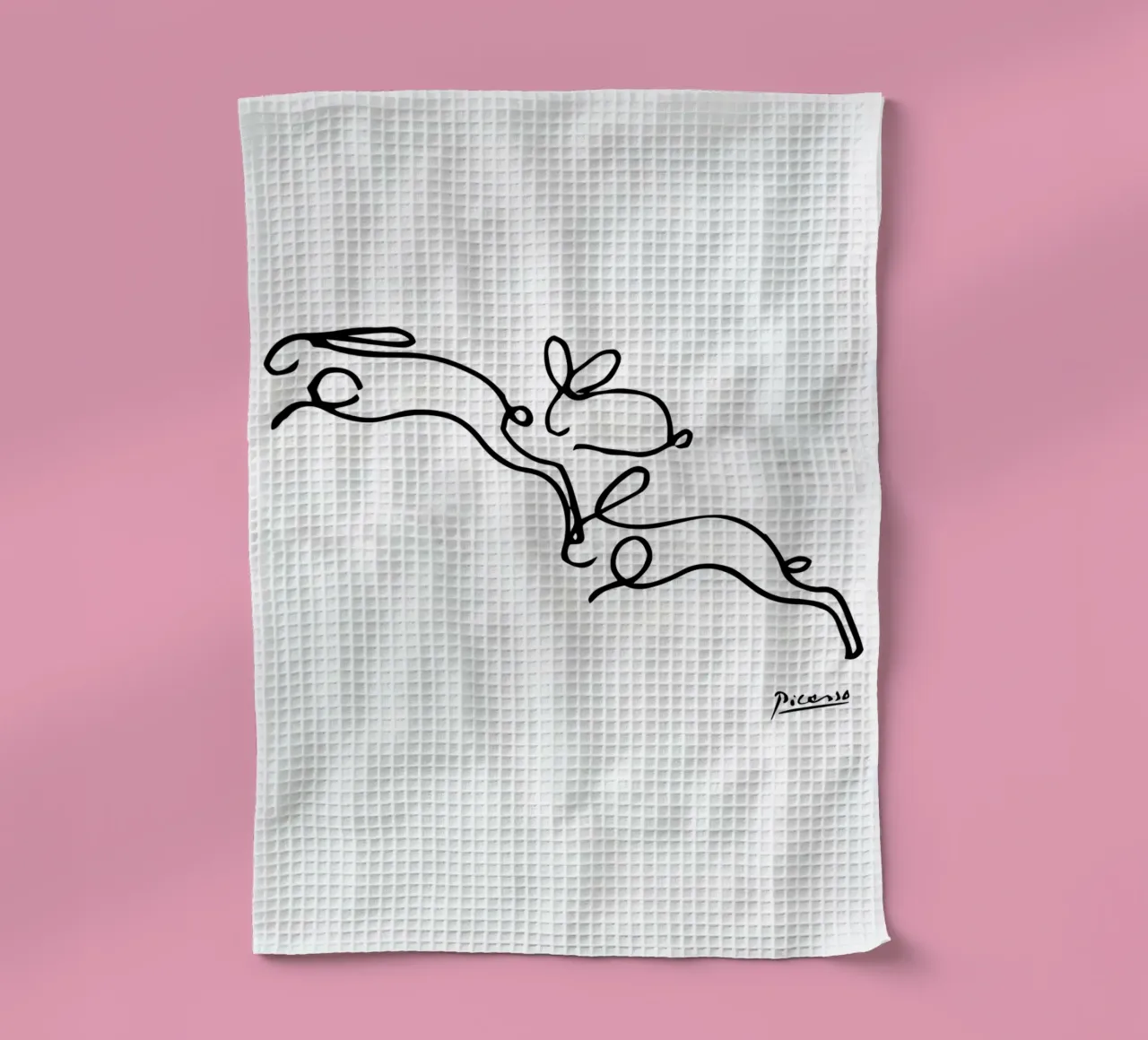 Dessin au trait des lapins de Picasso torchon de Mrs.Allen