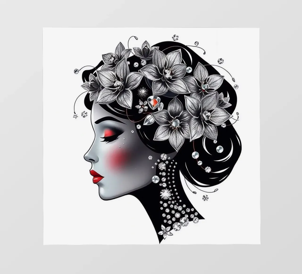 Donna con copricapo di fiori telo in pvc da BenCoStyle
