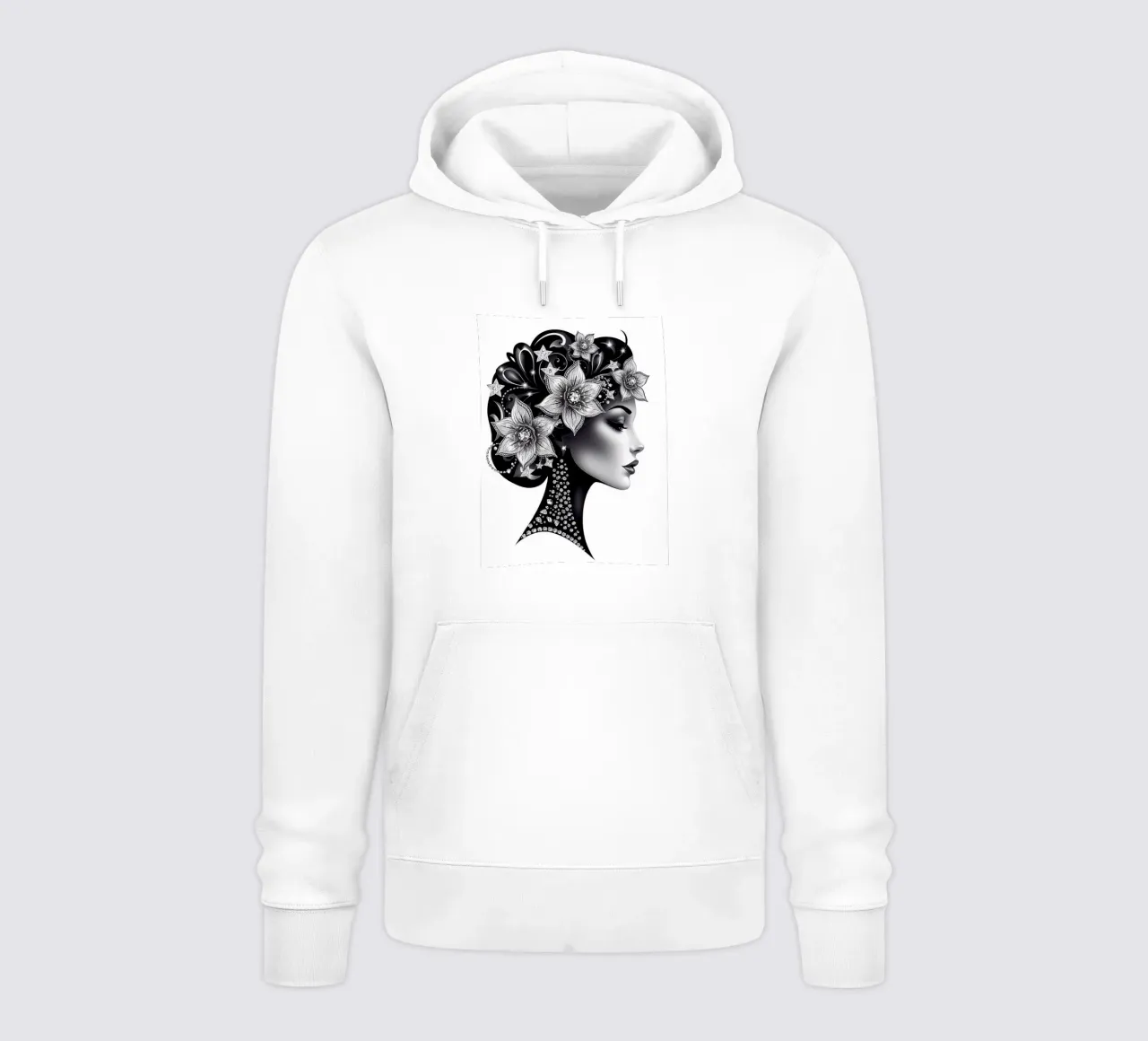 Illustrazione di una donna con un copricapo di fiori felpa con cappuccio da BenCoStyle