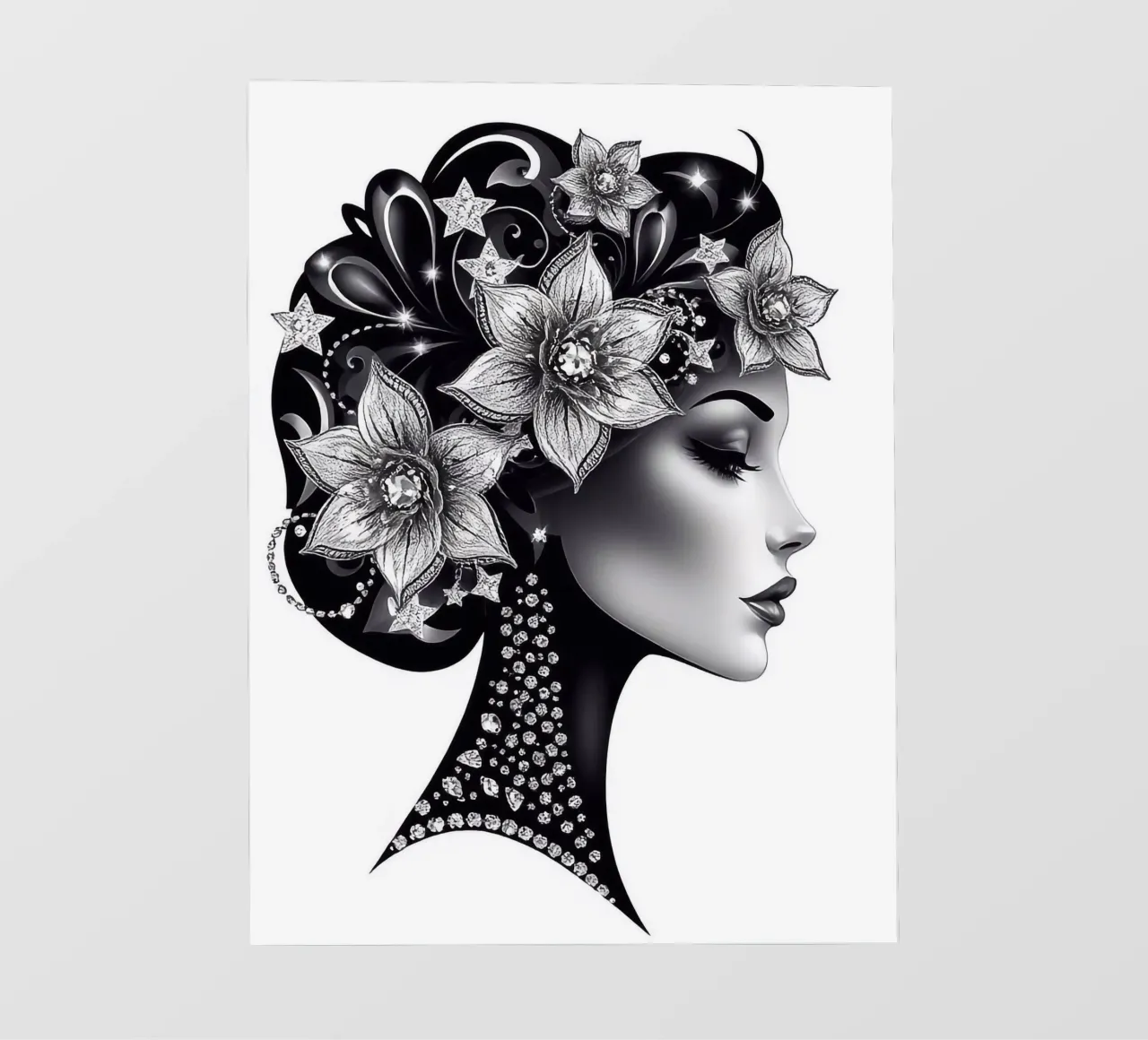 Illustrazione di una donna con un copricapo di fiori pellicola backlit da BenCoStyle