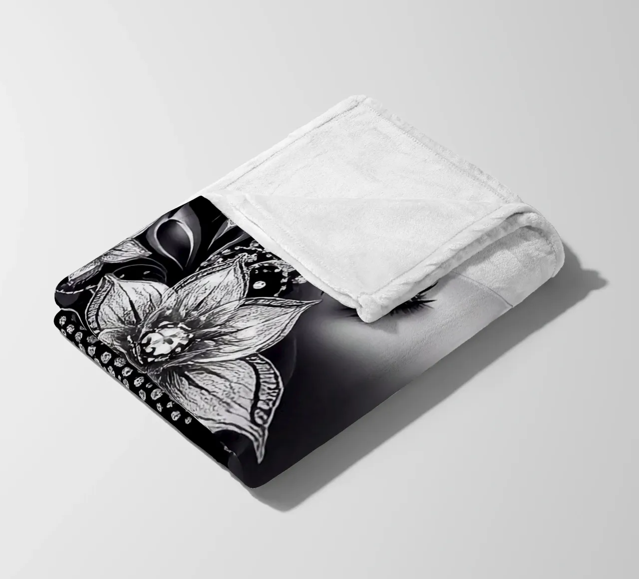 Illustrazione di una donna con un copricapo di fiori coperta in pile da BenCoStyle