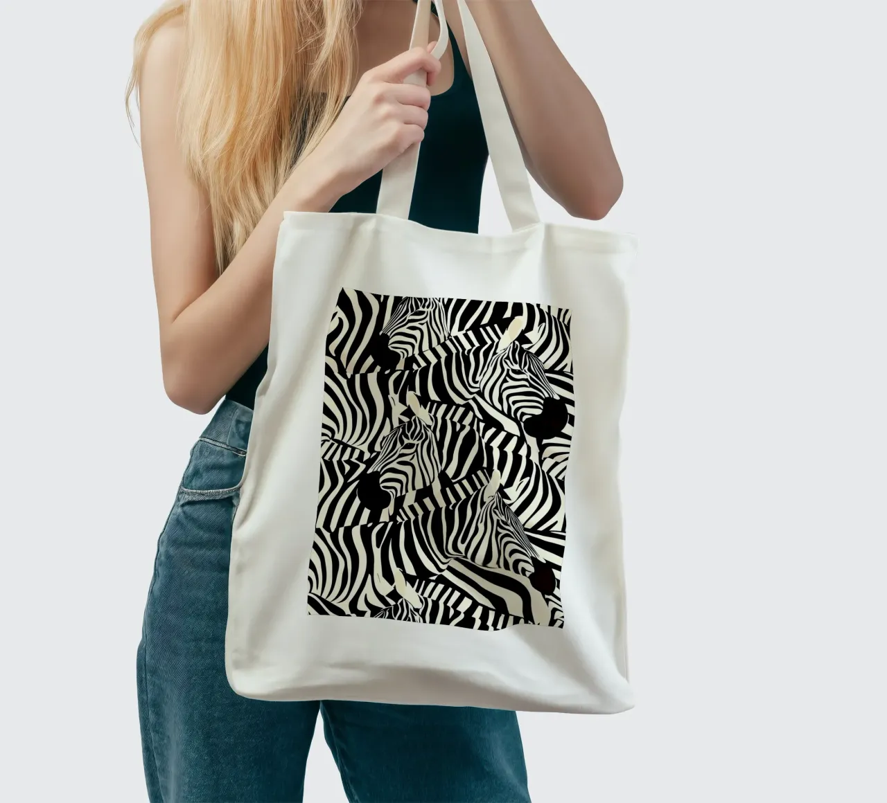 Zebra Design Muster borsa in juta da Autofocus