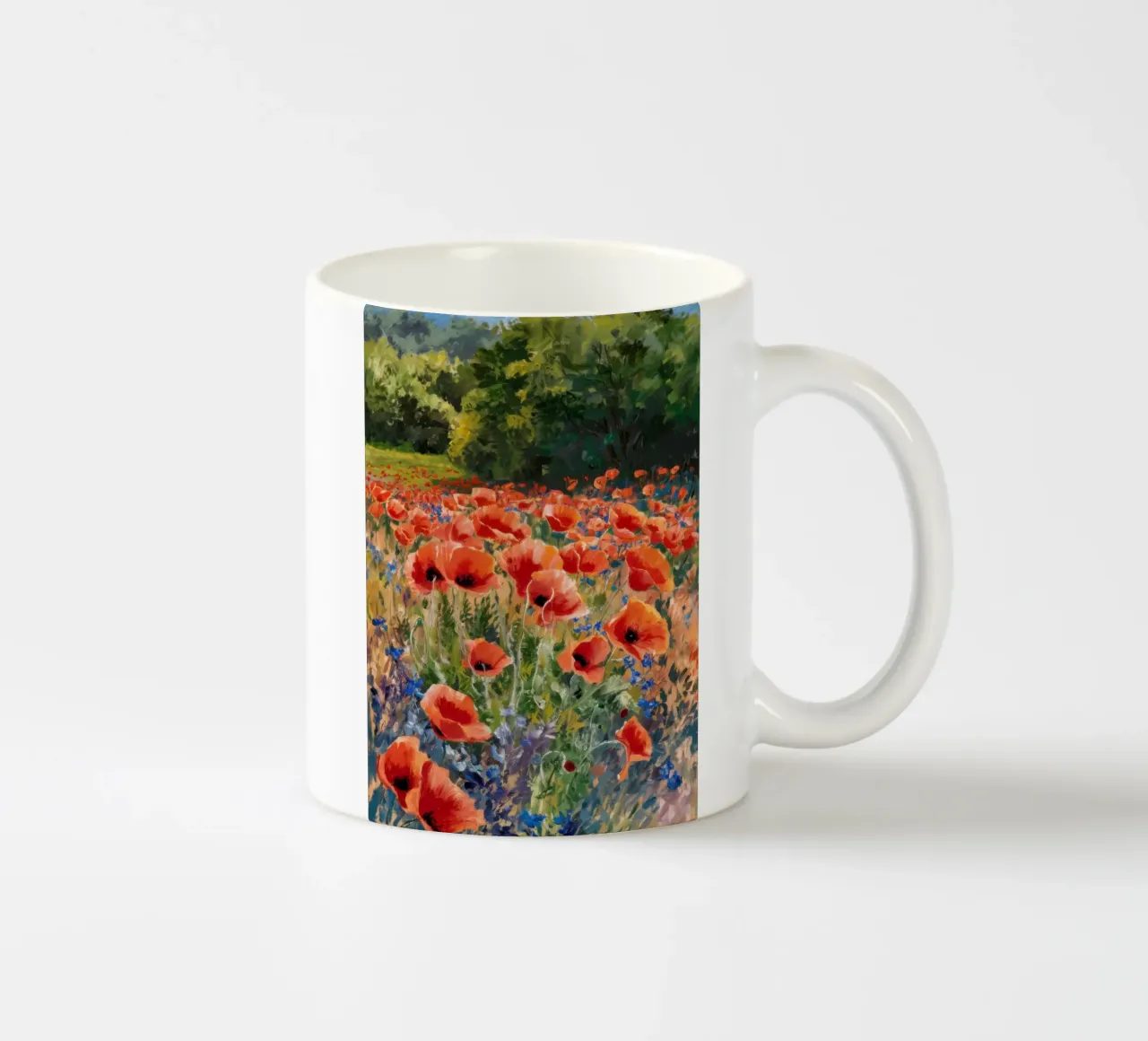 Paesaggio onirico del papavero cremisi tazza in ceramica da Angkasa Mist