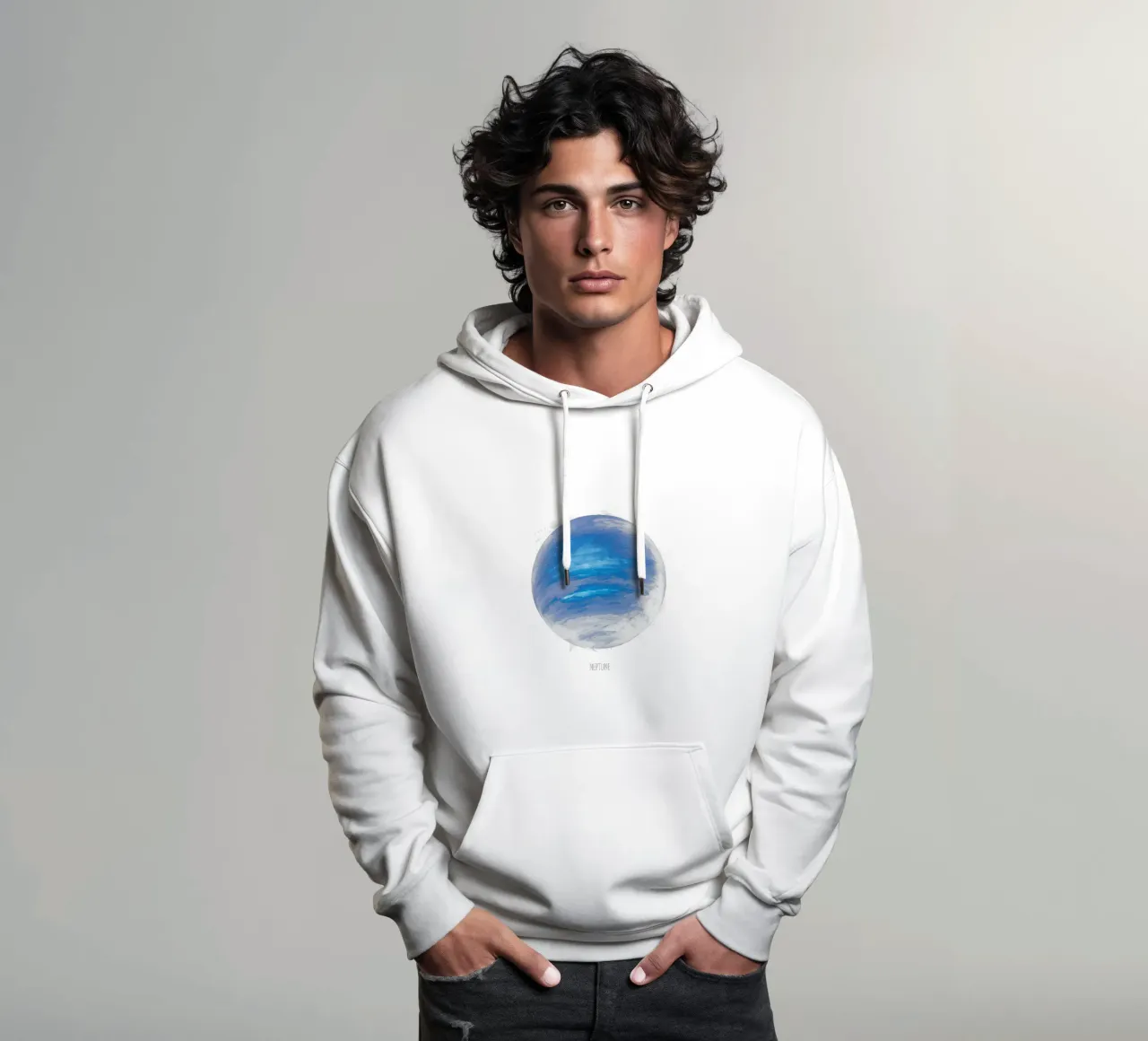 Neptune Planet Artwork – Cosmic Space Illustration felpa con cappuccio da BadrBrand