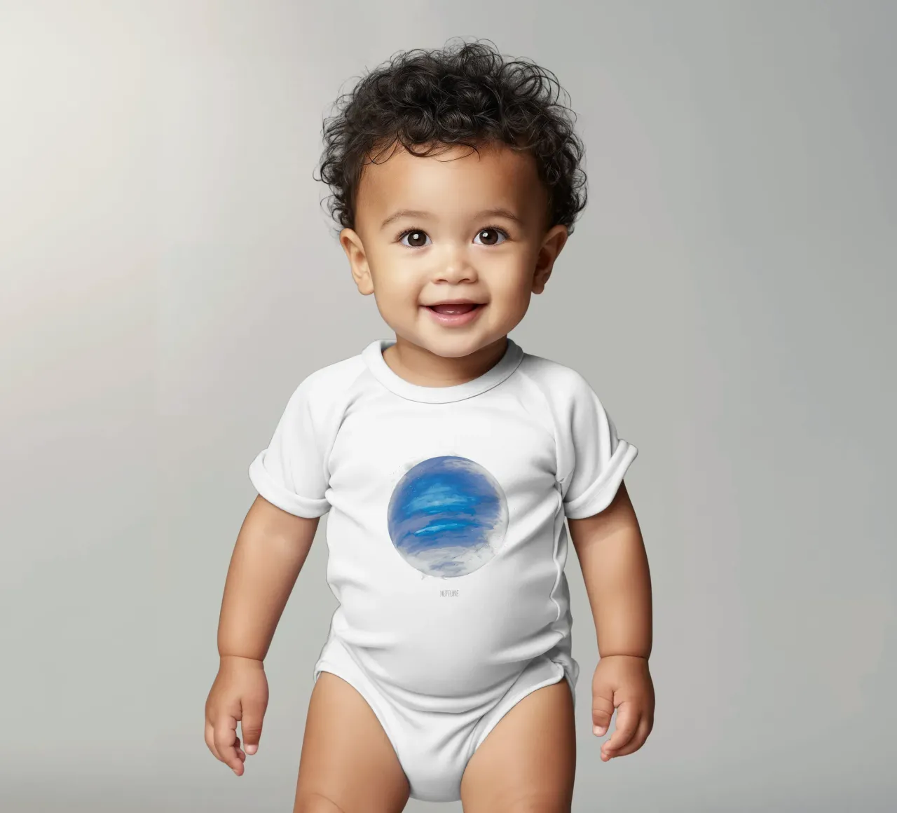 Neptune Planet Artwork – Cosmic Space Illustration body neonato maniche corte da BadrBrand