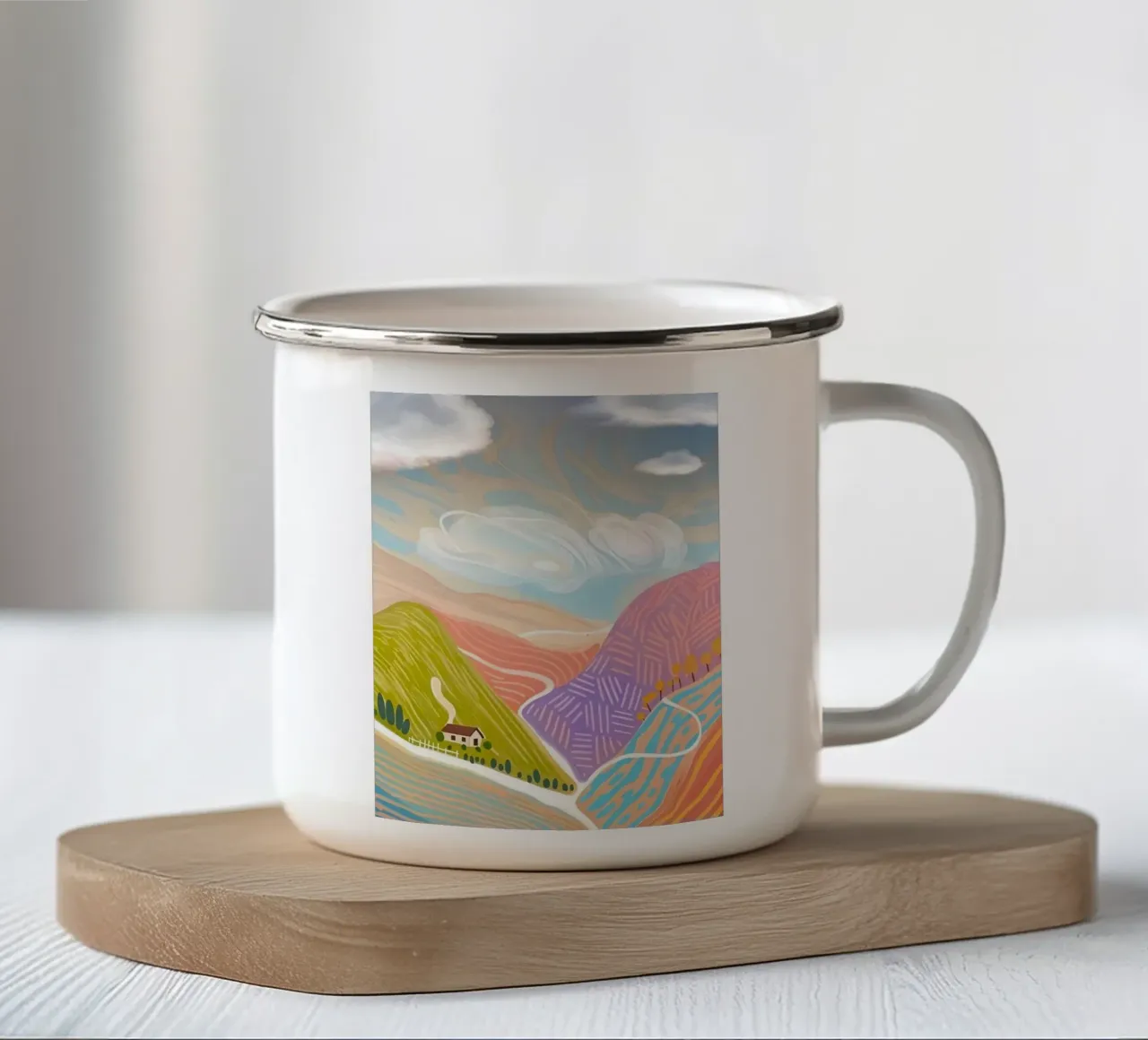 line symbol mountain tazza in smalto da Fesi