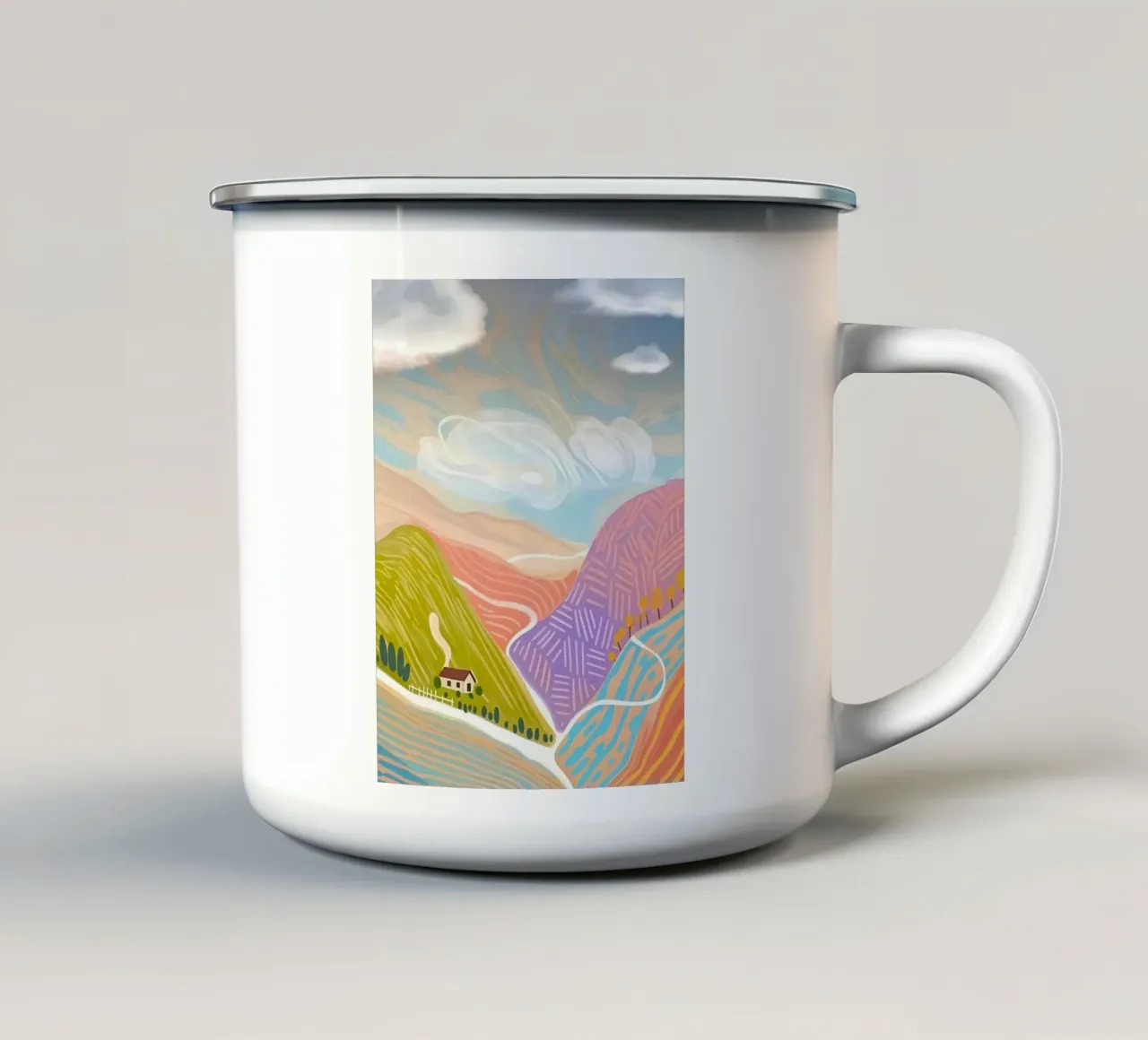 line symbol mountain tazza in smalto da Fesi