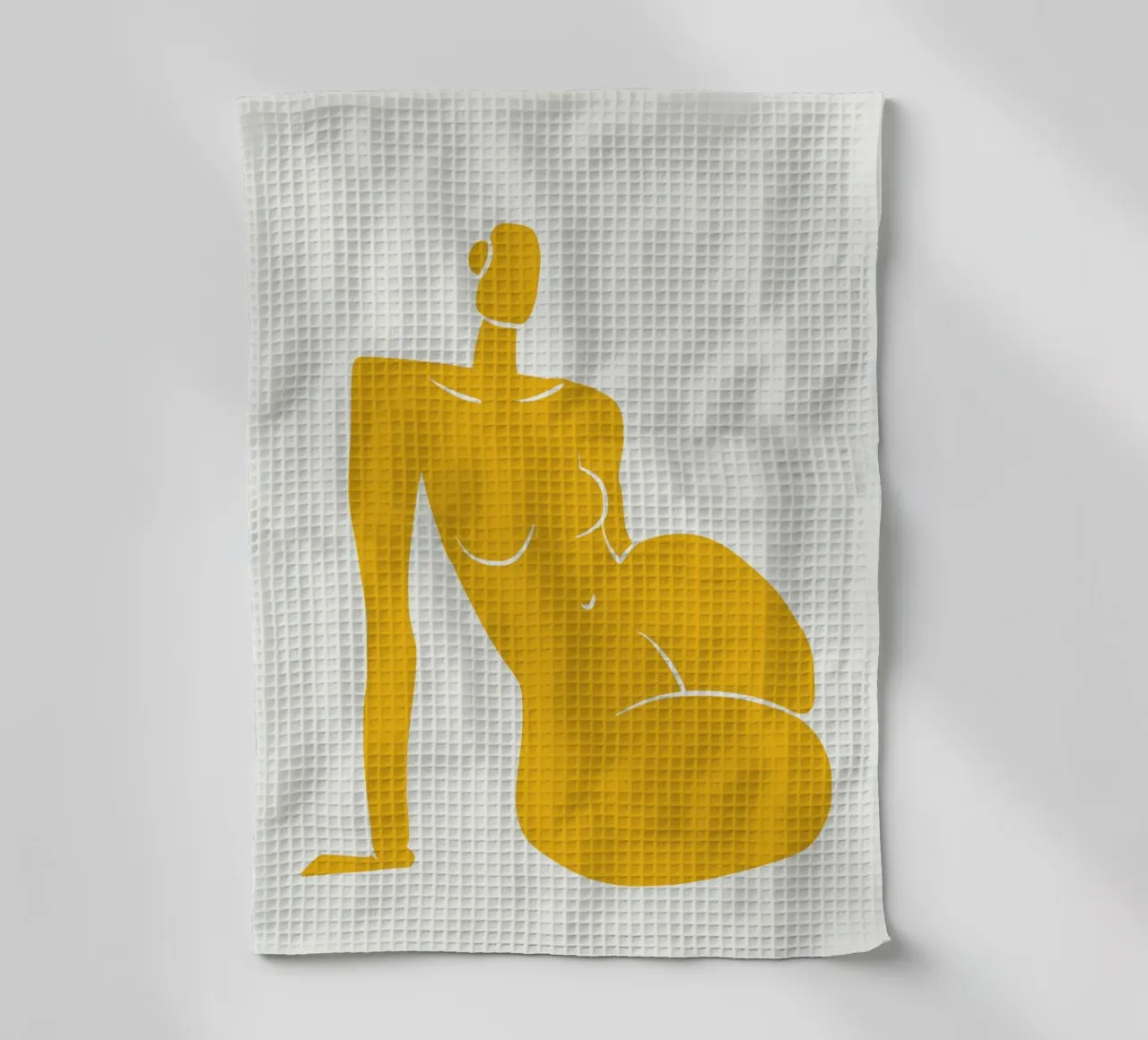 Seduta nuda in giallo x canovaccio da cucina da Little Dean