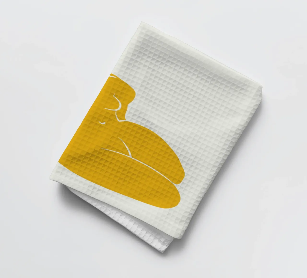 Seduta nuda in giallo x canovaccio da cucina da Little Dean
