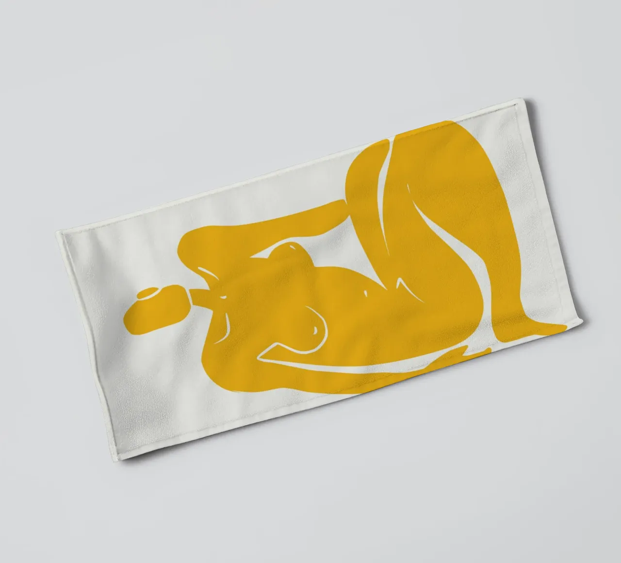 Nudo seduto in giallo x plus asciugamano da bagno da Little Dean