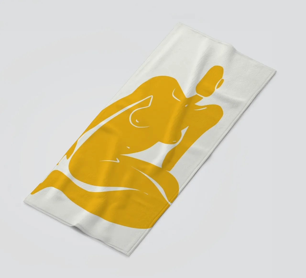 Nudo seduto in giallo x plus telo mare da Little Dean