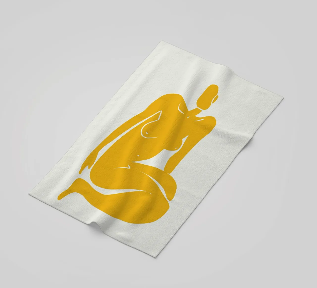 Nudo seduto in giallo x plus telo mare da Little Dean