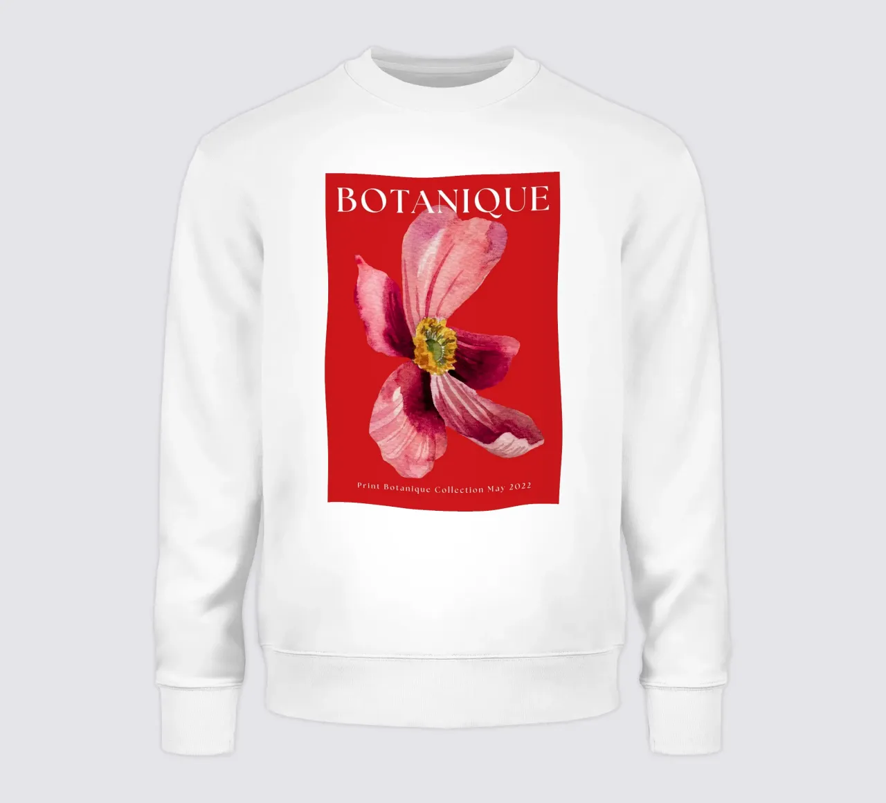 Illustrazione floreale acquerello botanico rosso con petalo in grassetto felpa da The Art Club