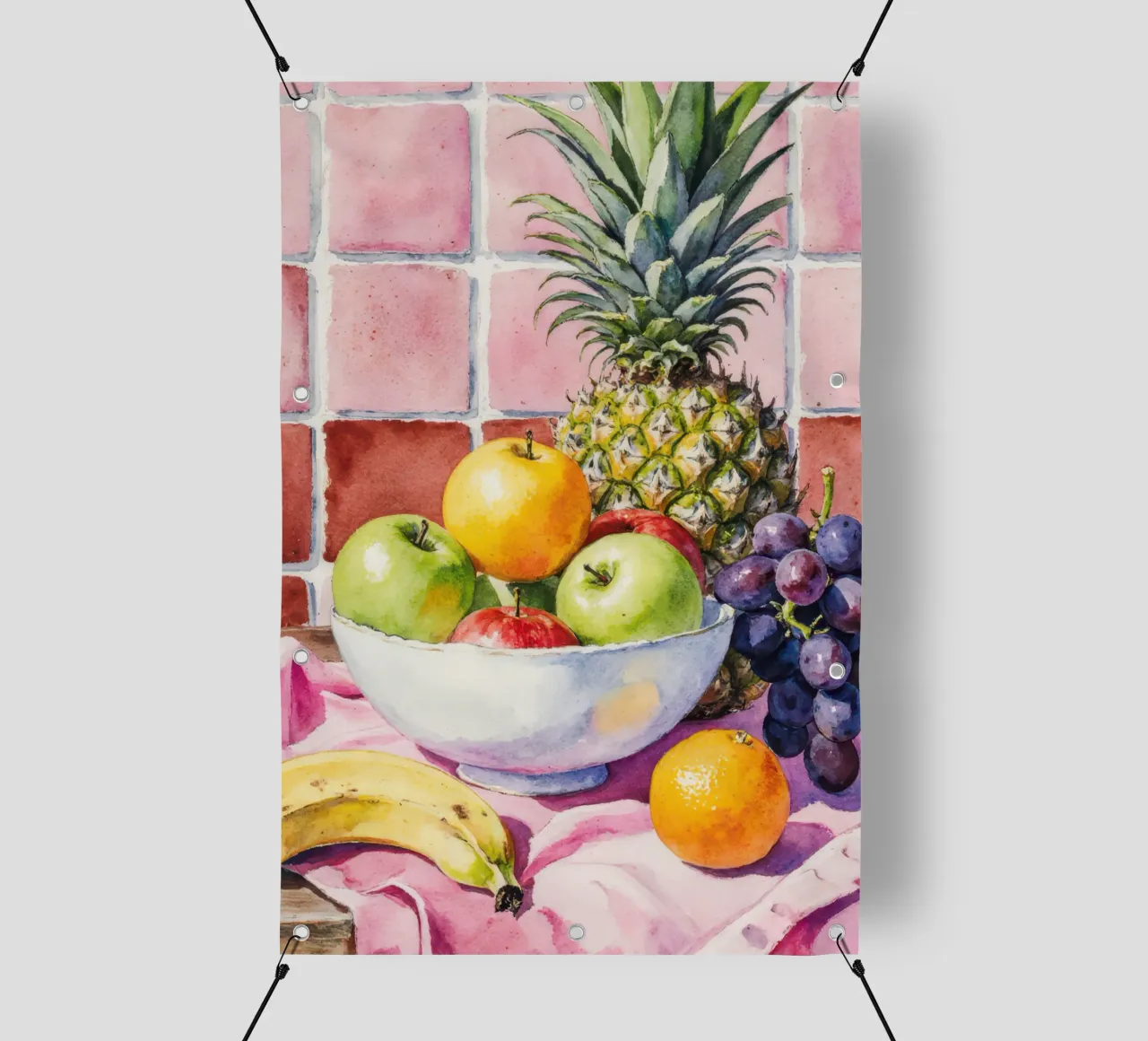 Ananas, mele, uva e agrumi telo in pvc da Attaboy Dsgn