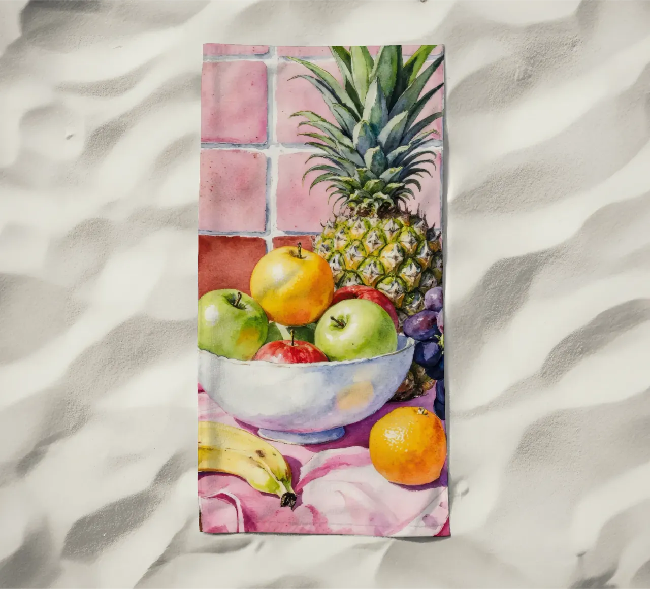 Ananas, mele, uva e agrumi telo mare da Attaboy Dsgn