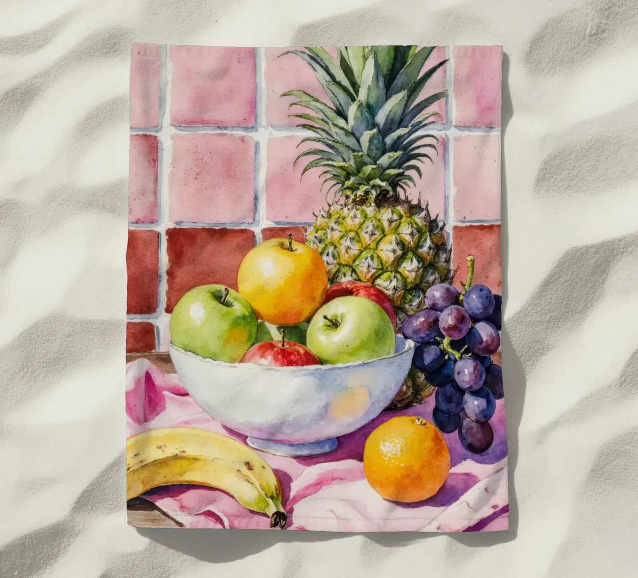 Ananas, mele, uva e agrumi telo mare da Attaboy Dsgn