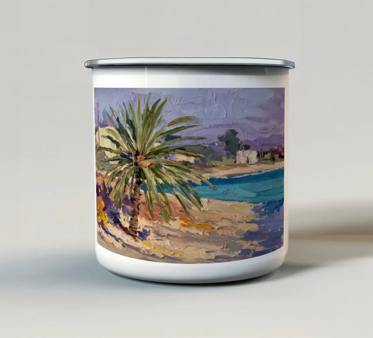 Oasi delle palme azzurre tazza in smalto da Angkasa Mist