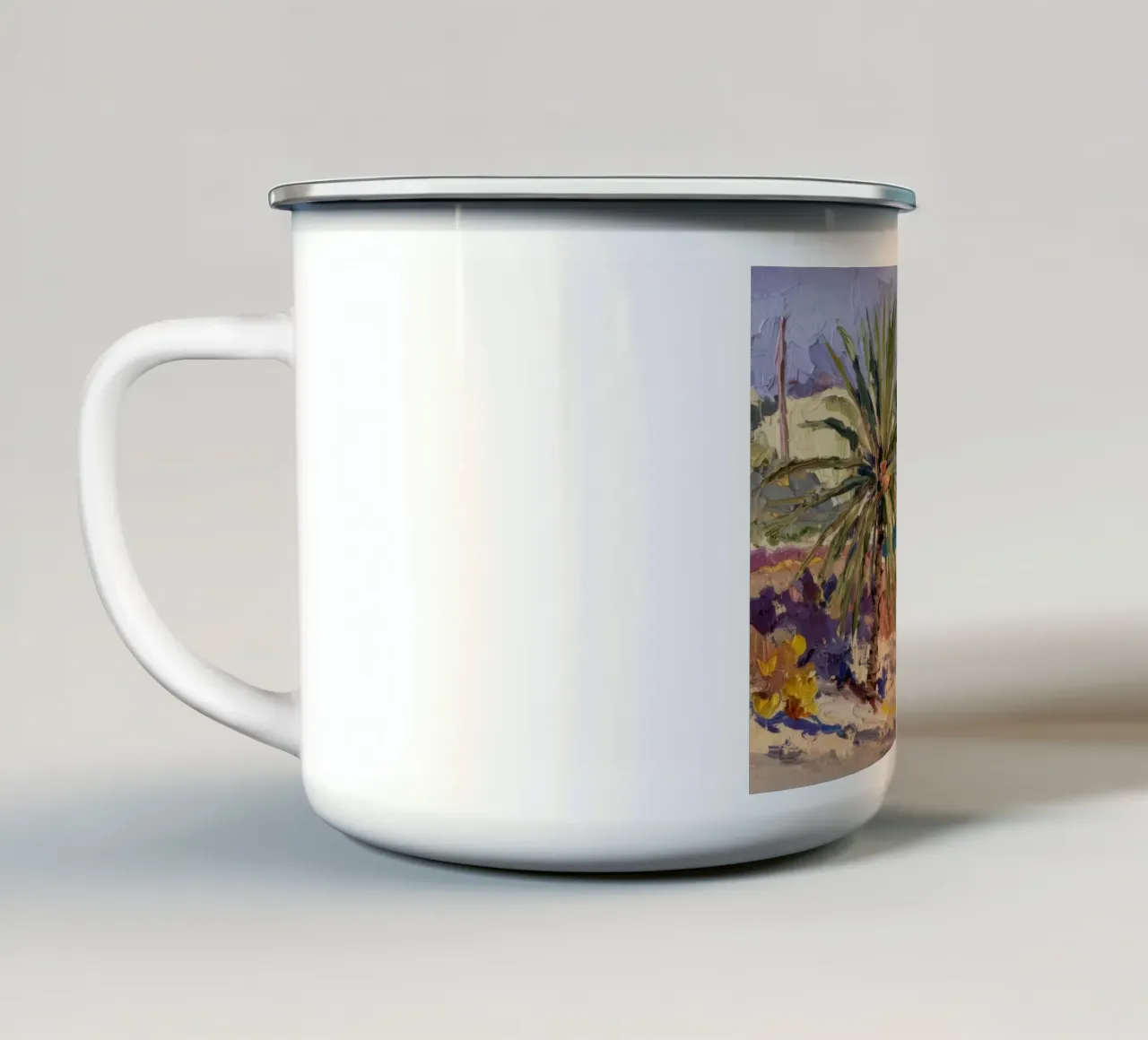 Oasi delle palme azzurre tazza in smalto da Angkasa Mist