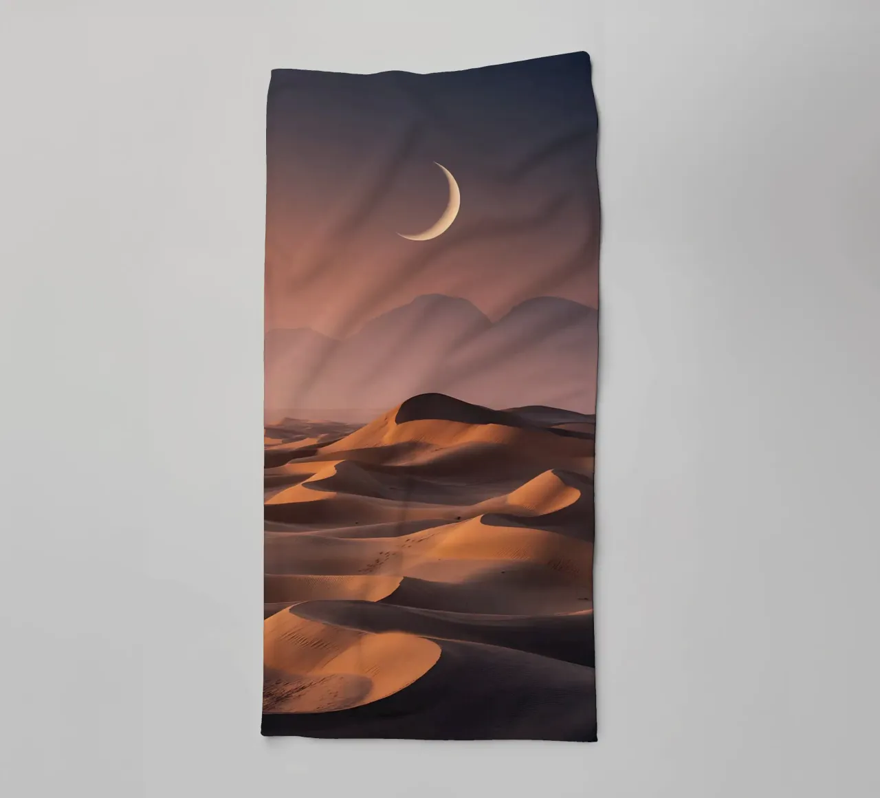 Silence of the Saharra desert under a crescent moon towel by Plain Thoughts