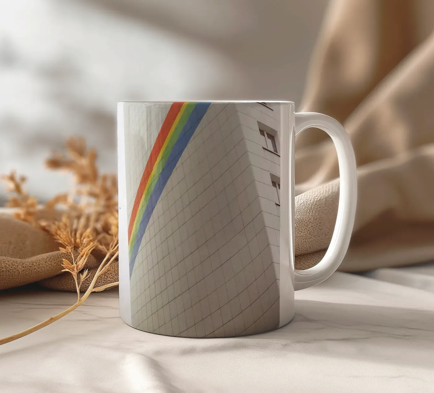 Rainbow ceramic mug by Cassia Beck Photography