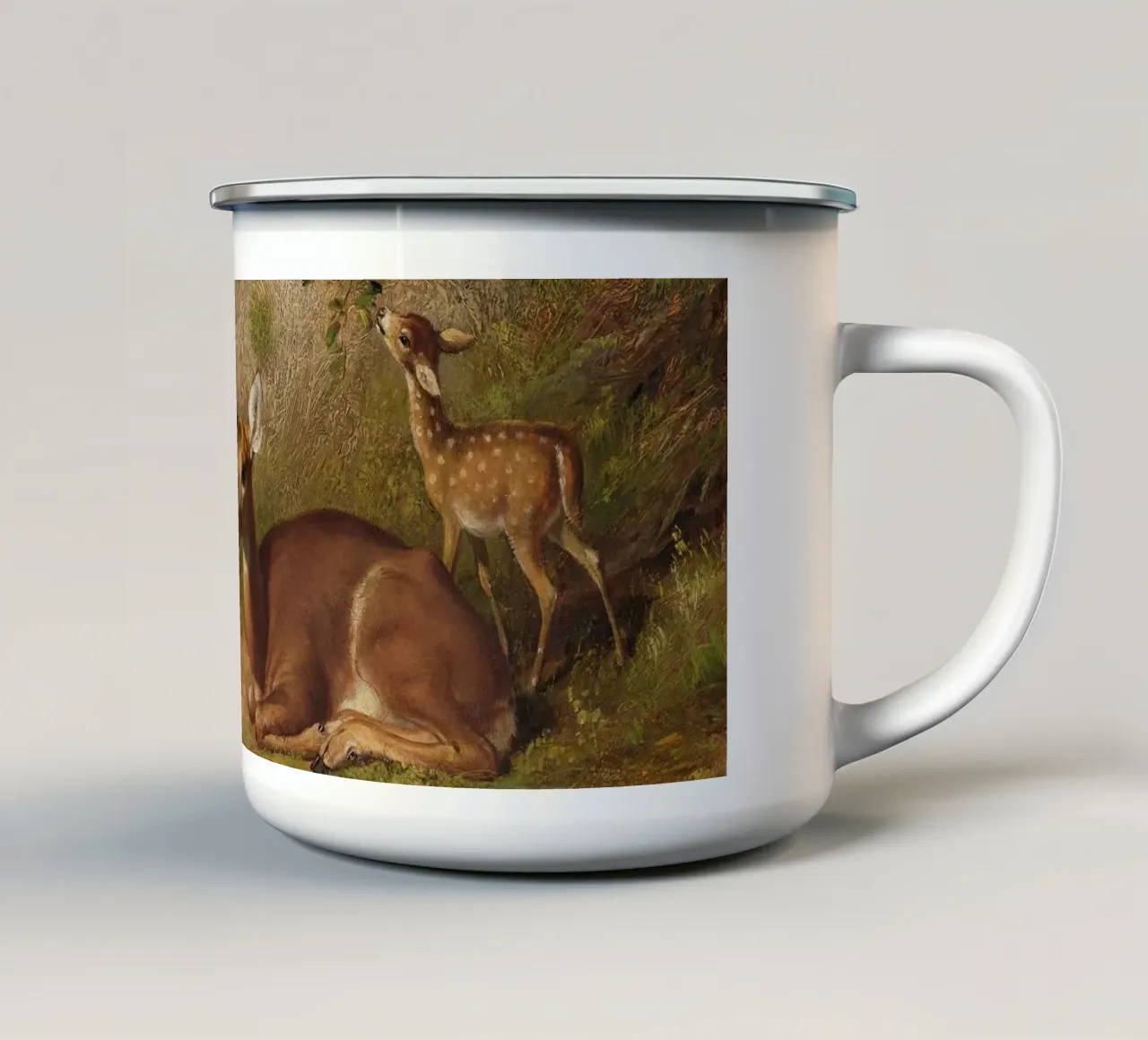Doe and Two Fawns tazza in smalto da apoloprints